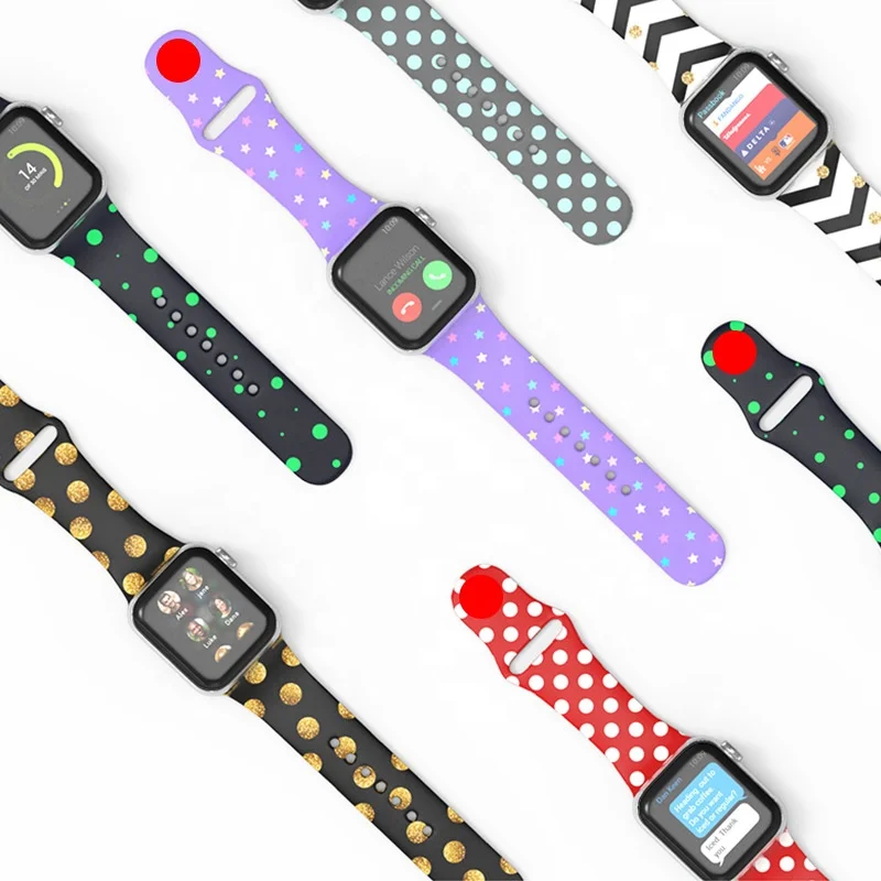 

Custom Tie dyeing designers watches men wrist sublimation silicone watch bands for apple iwatch 6 rubber watch straps