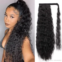 

Hot selling long kinky curly synthetic fiber ponytail hair extensions