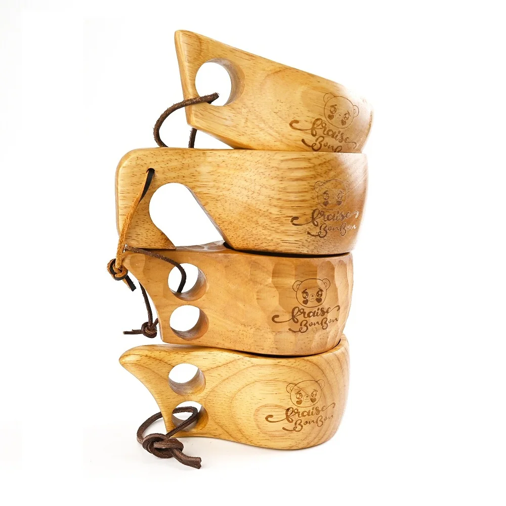 

Fancy Factory Direct Custom LOGO Vintage Reusable Wood Grain Ethiopian Big Arabic Coffee Tea Wooden Cup