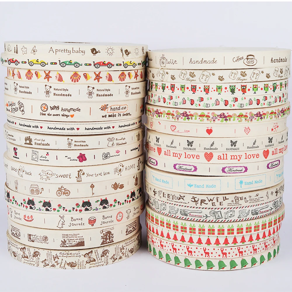 

Q0407 Fabric DIY Gift Wrapping Wedding Party Christmas Sewing Decorations Printed Cartoon Cotton Ribbons, As the picture