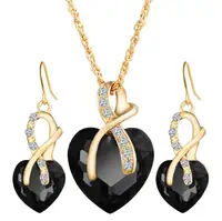 

ysn013 cubic zirconia women fashion jewelry rose gold CZ heart shaped stone jewelry sets+light weight gold necklace set