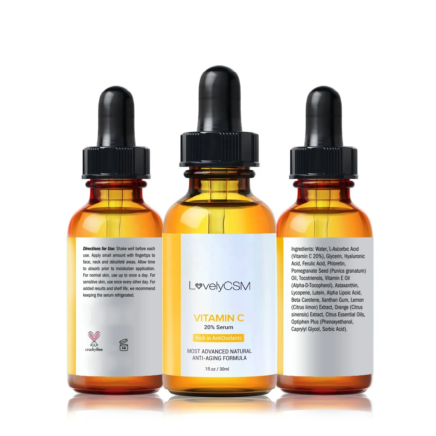 

Wholesale Private Label Vitamin C Hyaluronic Acid Face Care Serum Vibrant Anti-aging Repairing Fades Sun Spots Cruelty Free
