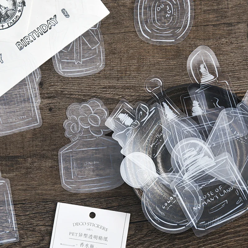 
Retro fresh PET sticker creative salt perfume bottle hand account diary decoration transparent material 