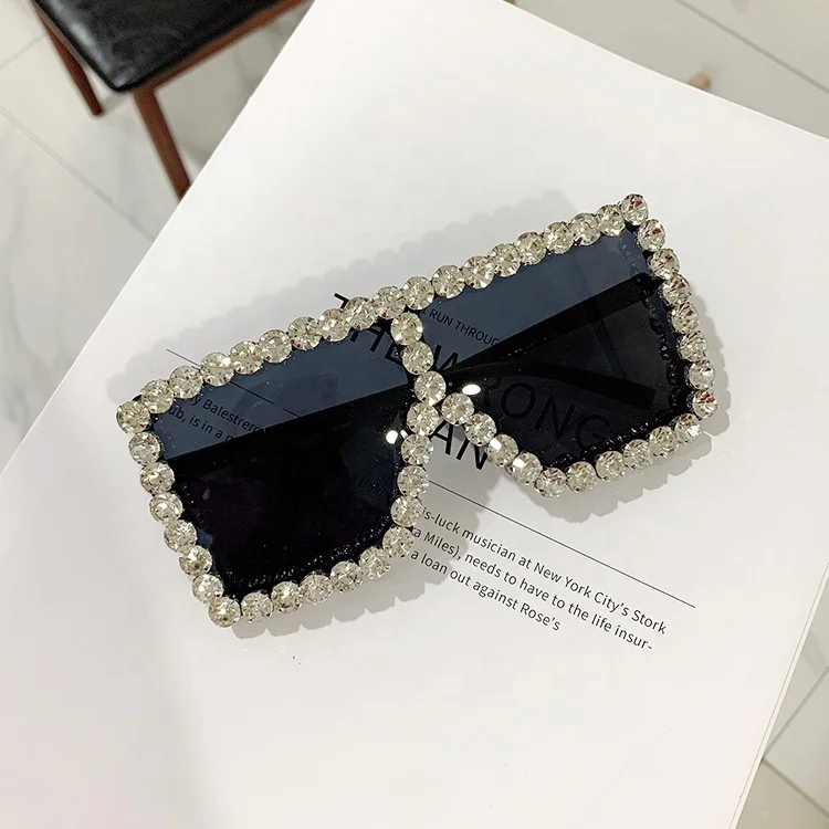 

Luxury bling square rhinestone sunglasses oversized party flash women sun glasses Hot sale