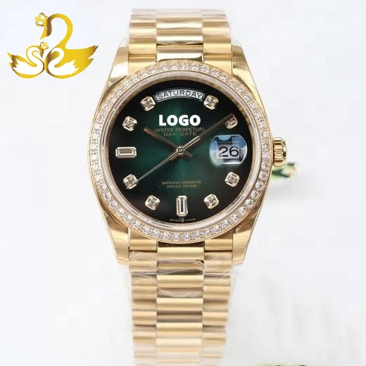 

Diver Luxury Mechanical Woman watch 36mm 904l steel ETA 3255 Movement 128348 Icing Gold Day date Watch