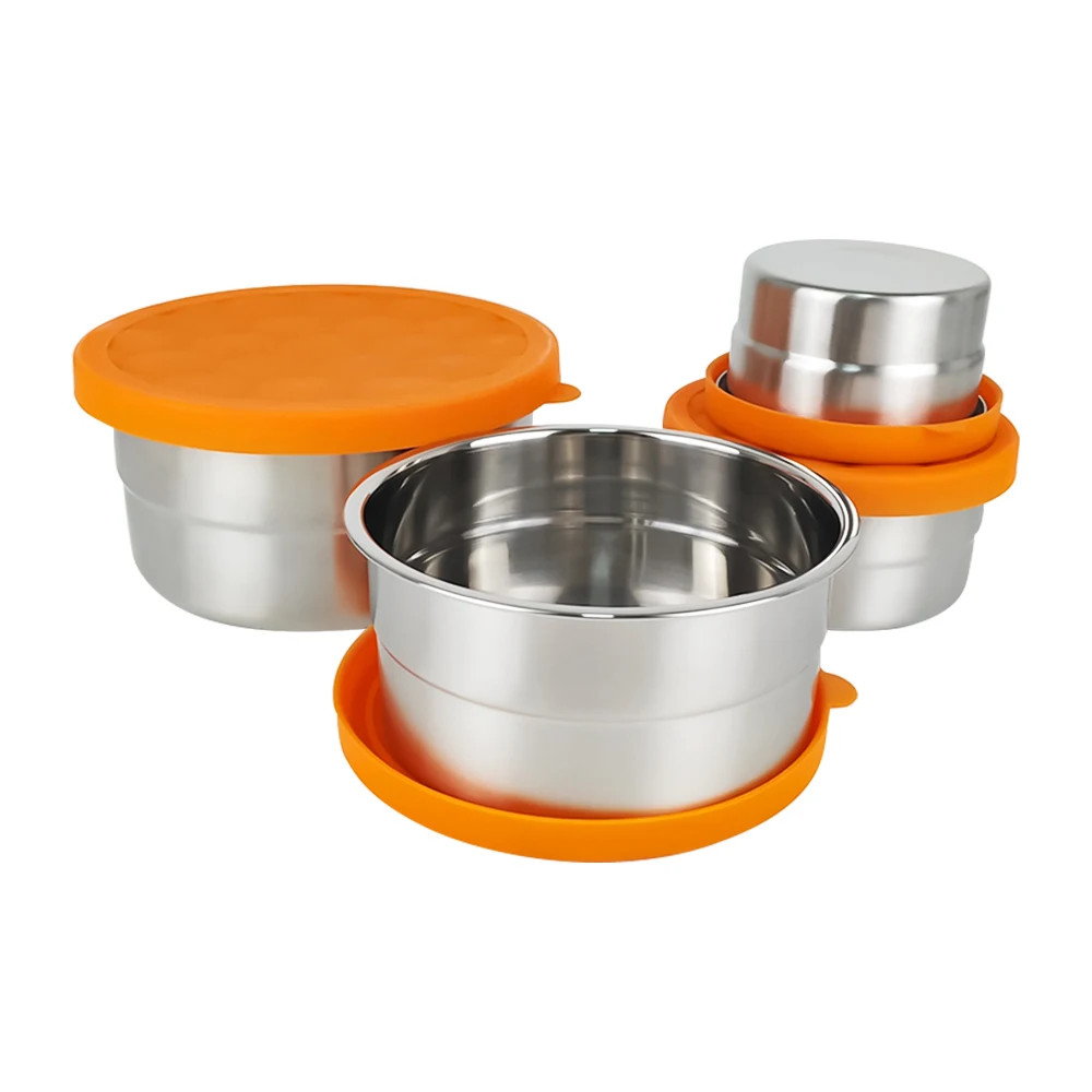 

IKITCHEN Factory 2021 airtight food storage set 304 stainless steel snack containers round food storage container with lids, Customized color