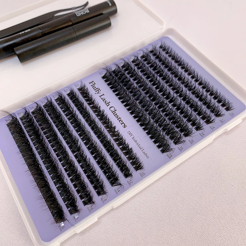 0.05mm 0.07mm Natural 8-16mm Mink Segment Pre Cut Eyelashes Extension Private Label Self Adhesive DIY Cluster Lashes