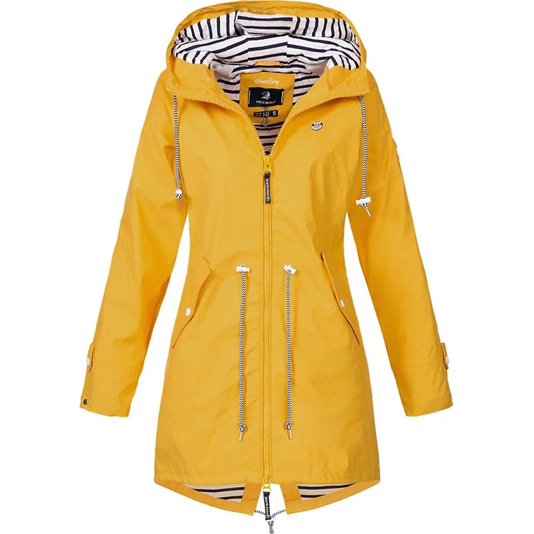 

Winter coat women fashion Solid Rain Jacket Outdoor Jackets Waterproof Hooded Raincoat Windproof