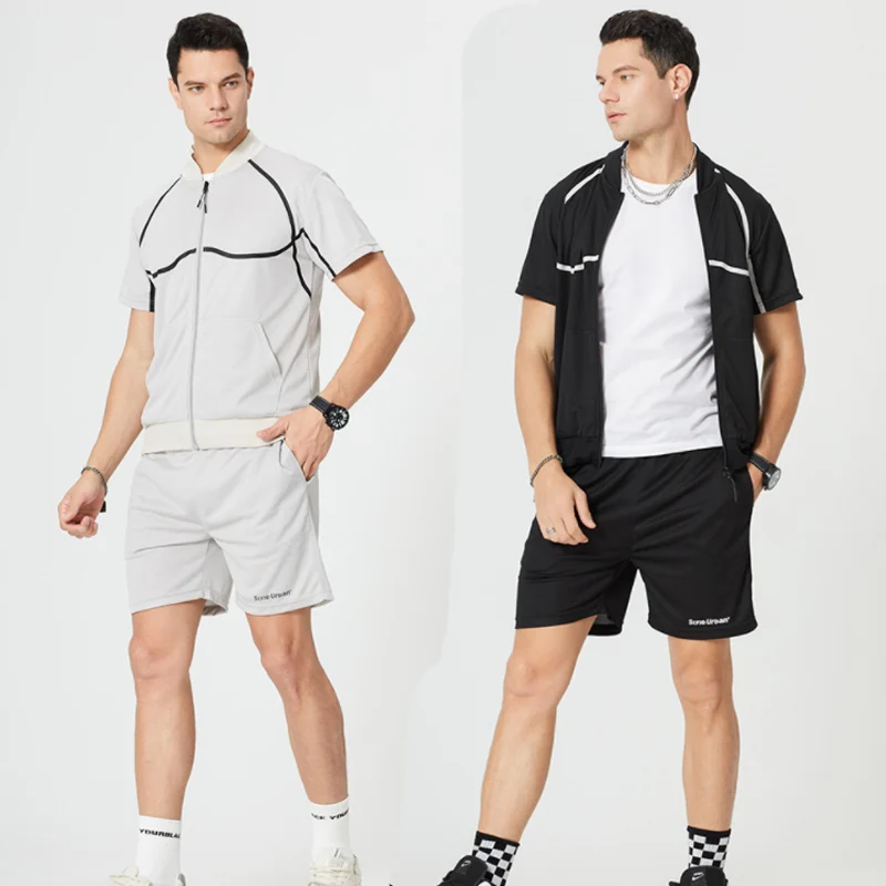 

2021 Best Selling Summer Youth Leisure Trend Short-sleeved Suit Simple Loose Sportswear Mens Set, As picture