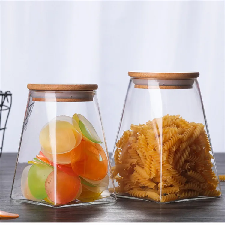 

special shape container jars glass storage jars with wood lid cork