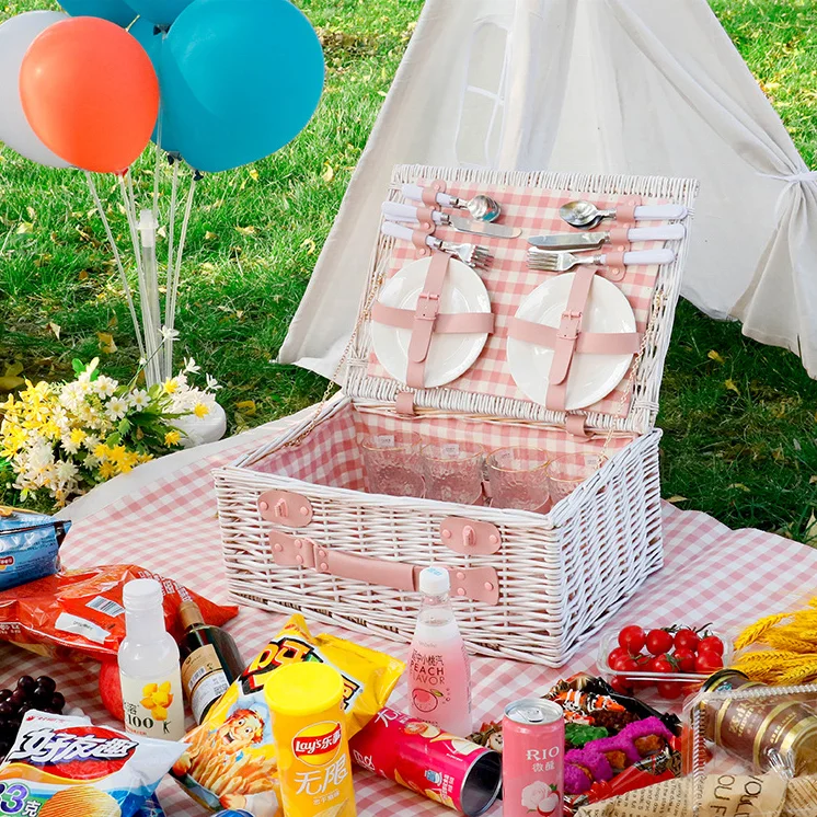 

White Picnic Basket Woven Rattan Picnic Basket Pink Picnic Basket