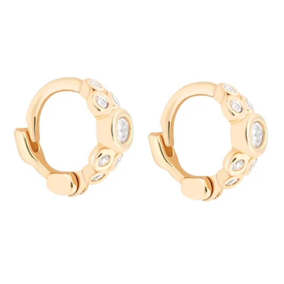 

Brass jewelry 18k gold plated Cubic zircon Embellished Clicker Huggie Hoop Earrings For Fashion Girl