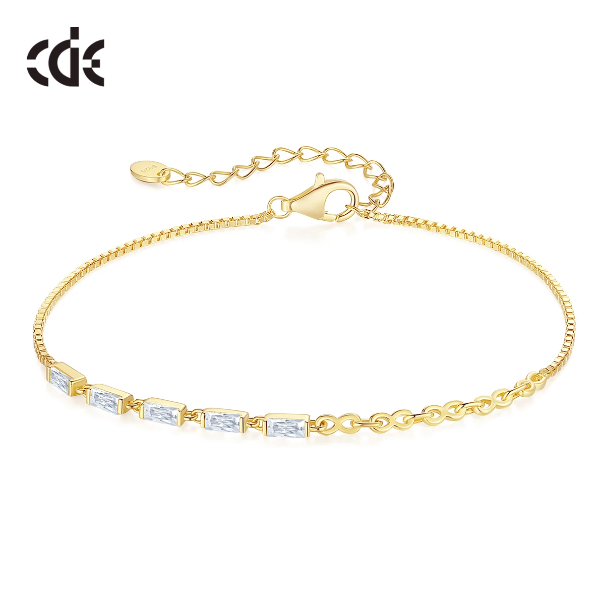 

CDE YB0821 Trendy Silver Jewelry 925 Sterling Silver Bracelet Pulseras De Plata New Arrival Minimalist 14K Gold Plated Bracelet