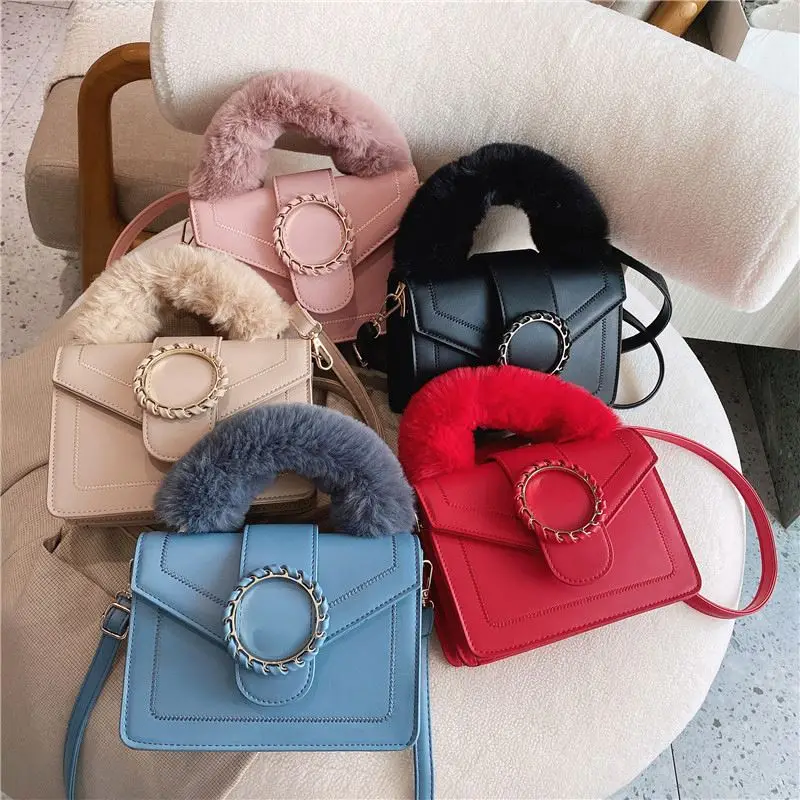 

Winter Good Quality Ladies Purses Faux Crossbody Bags Popular Plush Handbags For Women