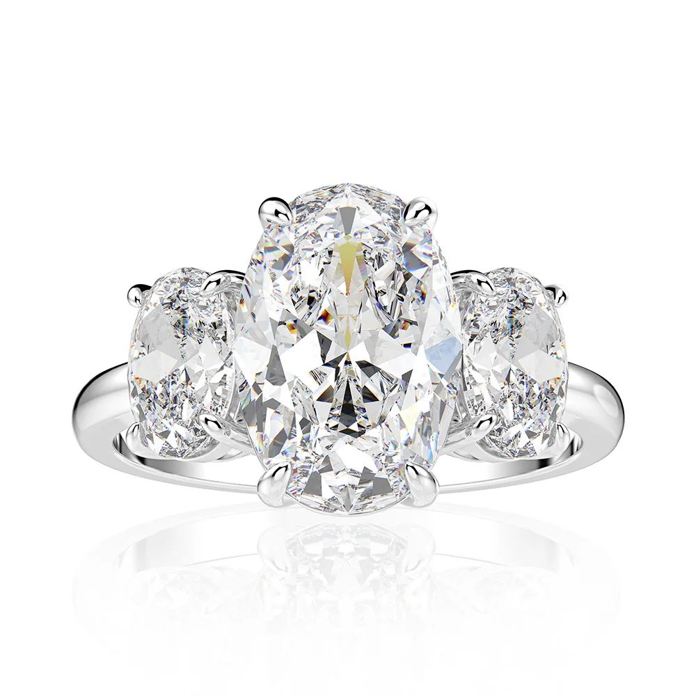 

Mujing Jewelry 8*11 High Carbon Diamond Ring 18k White Gold Four Prong Diamond Ring Engagement Accessories Factory Outlet