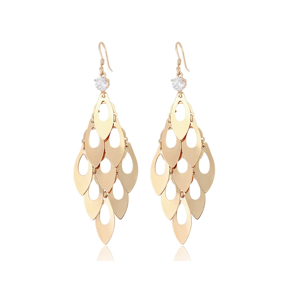 

99719 Xuping jewelry Beautiful elegant leaf shaped earrings