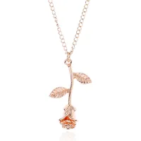 

Gold Plated Beautiful Rose Flower Pendant Necklace Women Jewellery