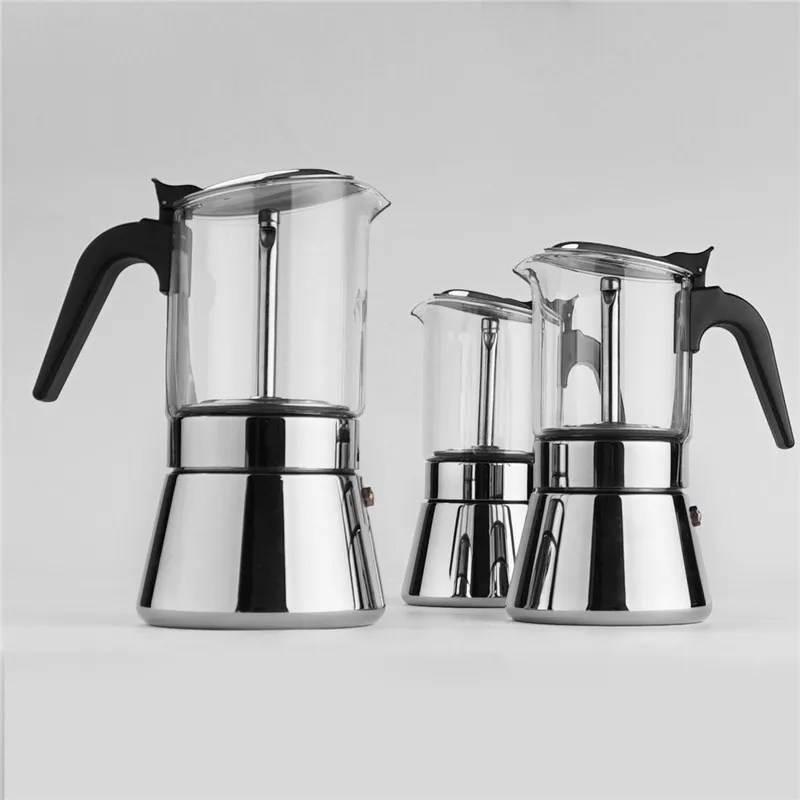 

Commercial Household 240ml Portable High Borosilicate Glass Stainless Steel Coffee Pot