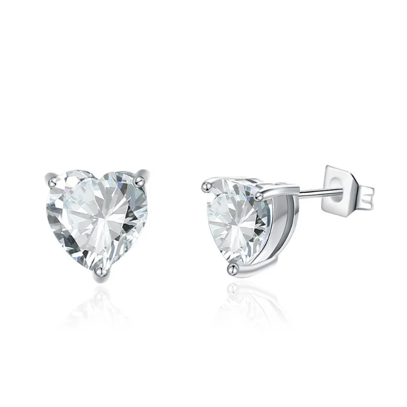 

Best Selling 925 Sterling Silver Heart shape cz stud earrings jewelry for women, Silver/gold/rose gold color