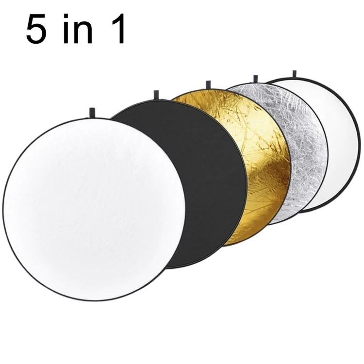 

PULUZ 110cm 5 in 1 (Silver/Translucent/Gold/White/Black) Photographic Equipment Background Folding Reflector Board