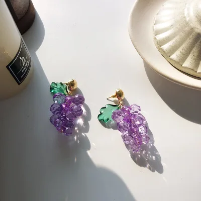 

Grape drop fruit Earrings Student girl exaggerated earrings student ear clip