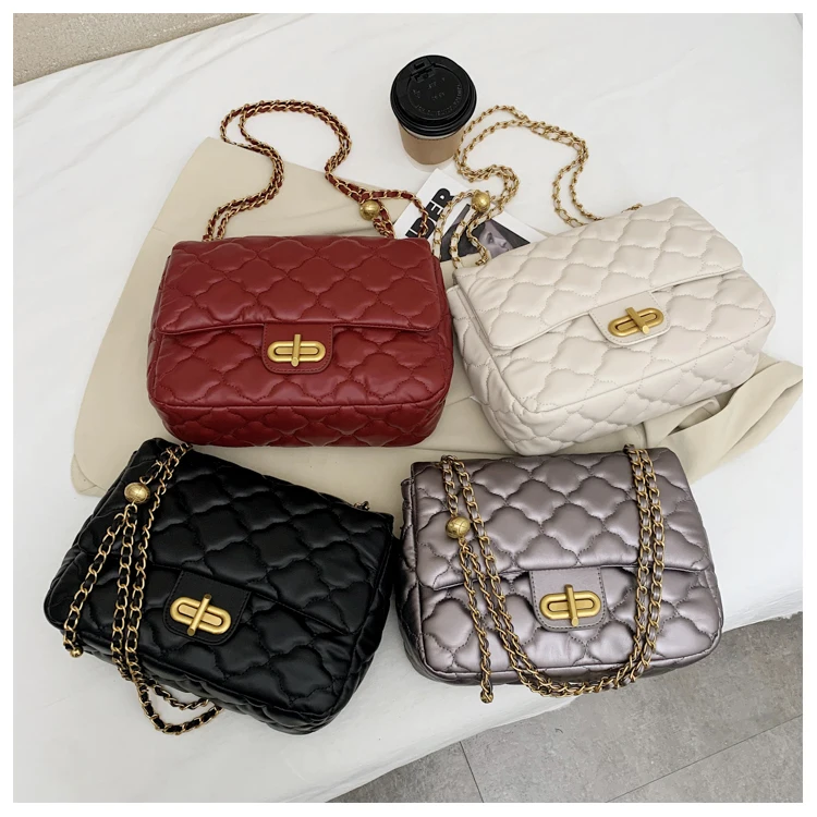 

Hot Selling rhomboid Women Bag NEW Fashion Lady Handbag PU leather crossbody Shoulder Bag Messenger Chain Bag, As pic
