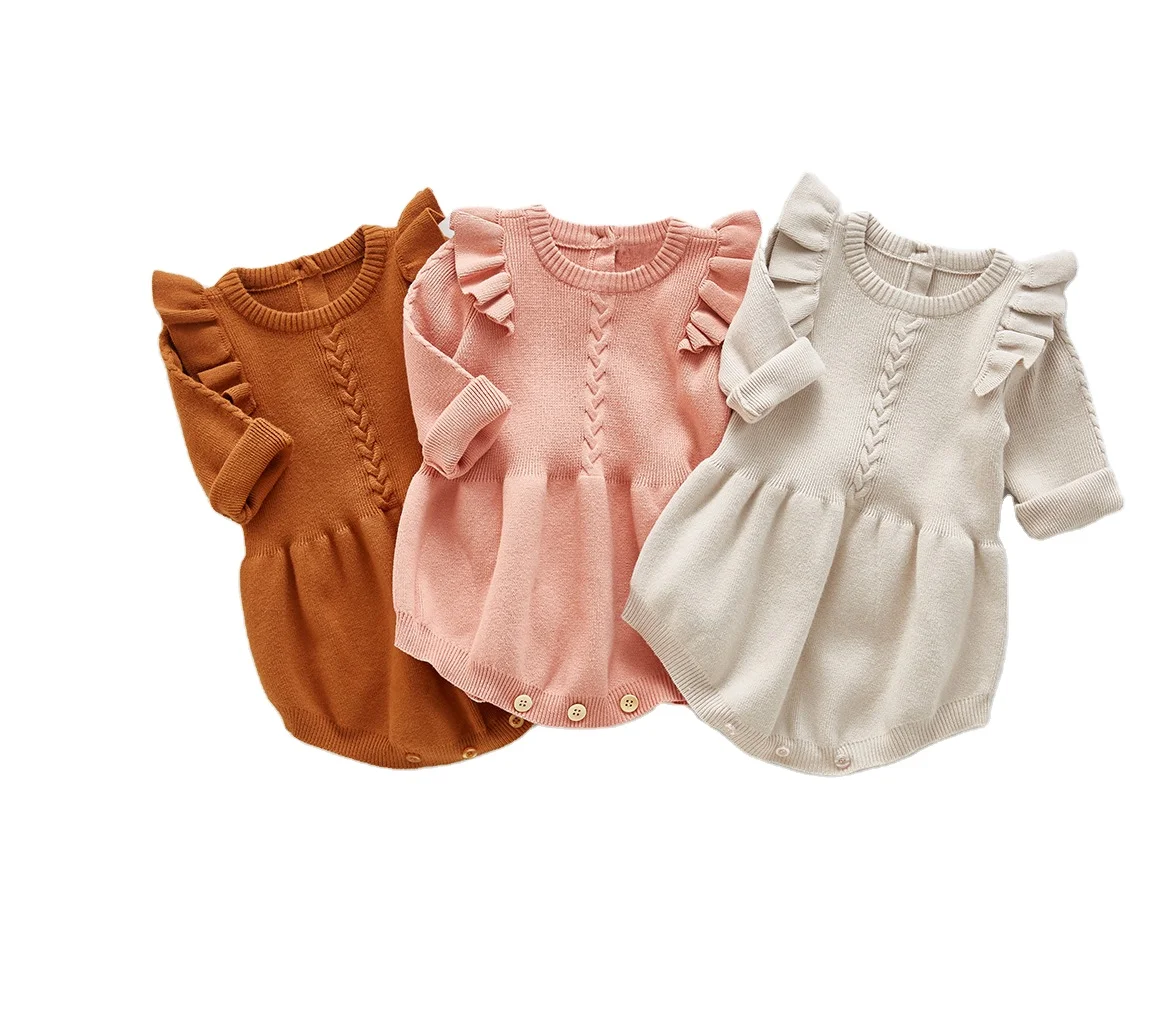 

Winter Toddler Newborn Warm Children Clothes Long Sleeve Clothing Baby Girls Knit Rompers
