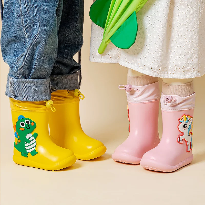 

Kids Girl Boy Rain Boots Waterproof Toddler Rainboots Children's Shoes Rubber Boots Kids Baby Cartoon Dinosaur Water Shoes Boots