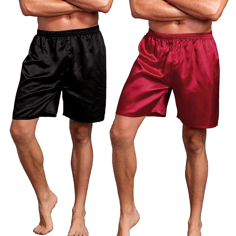 

In Stock Ready to Ship Men's 100% Polyester Satin Boxers Shorts, Customized color