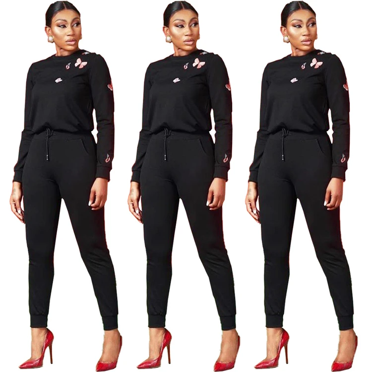 YH-SG C91017 2019 Embroidery pencil pants two piece woman set bodycon jumpsuit women 2019