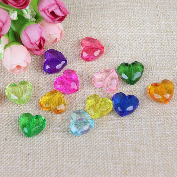 

Mixed Color Heart Beads Transparent Acrylic Beads Heart Shape For DIY Jewelry Accessory