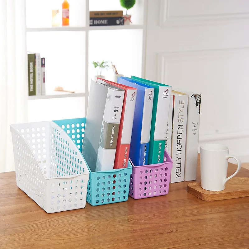 

Office supplies plastic file rack desktop information rack office stationery dormitory cosmetics sundries storage holder, Blue