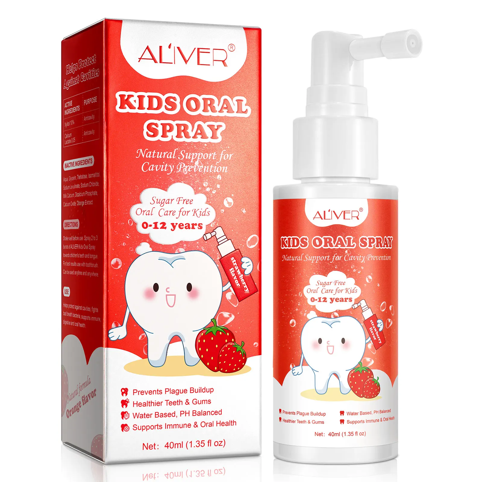 

ALIVER Sugar Free Oral Care Anti Bad Breath Remove Mouth Odor Kids Cavity Prevention Oral Refreshing Spray for Kids 0-12 Years