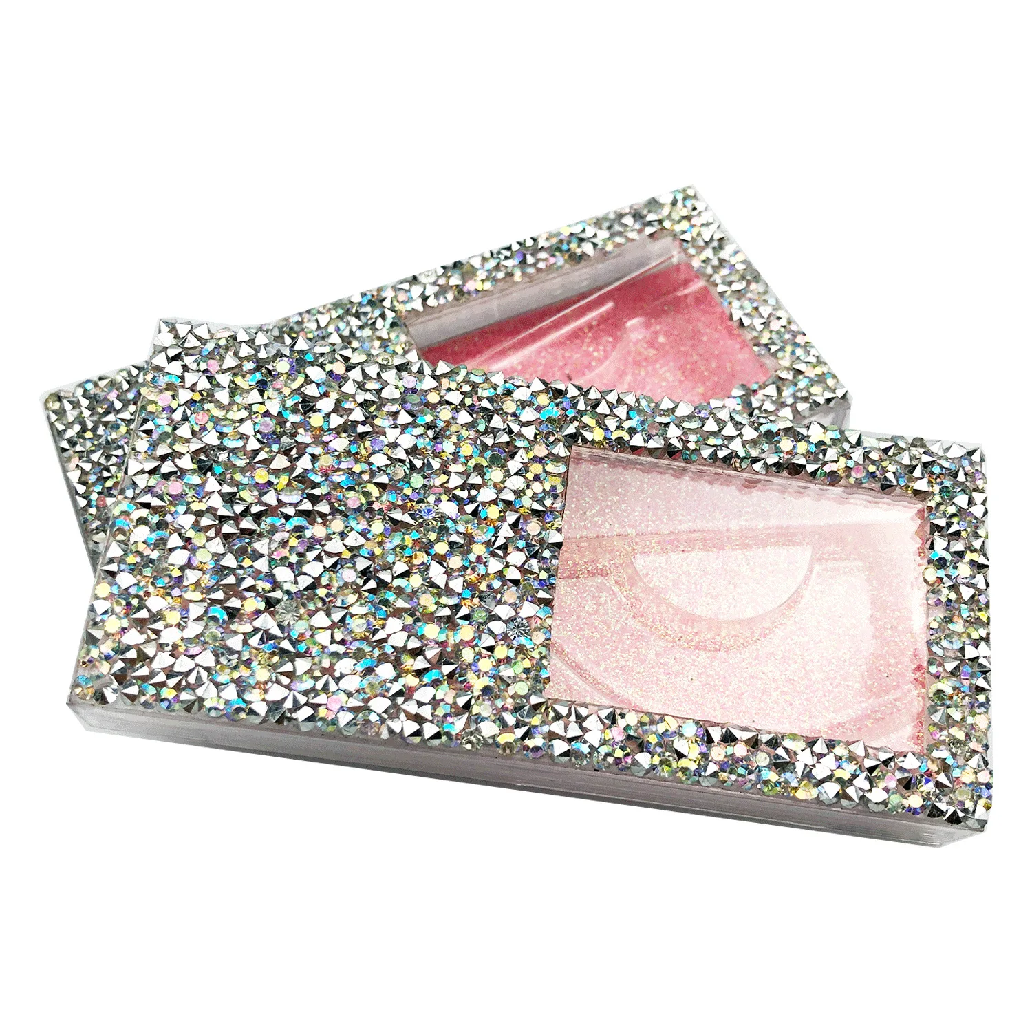 

New Rhinestone Laser Box Empty Crystal Diamond Custom Eyelashes box Packaging Boxes