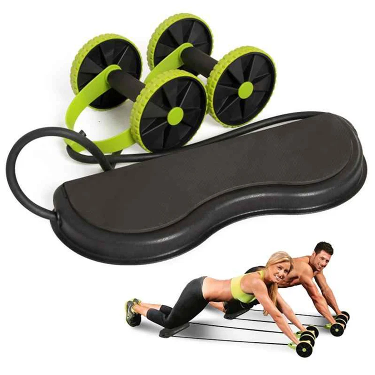 

Multi-functional Exercise Equipment Double ABS Roller Wheel Resistance Band, Green,blue