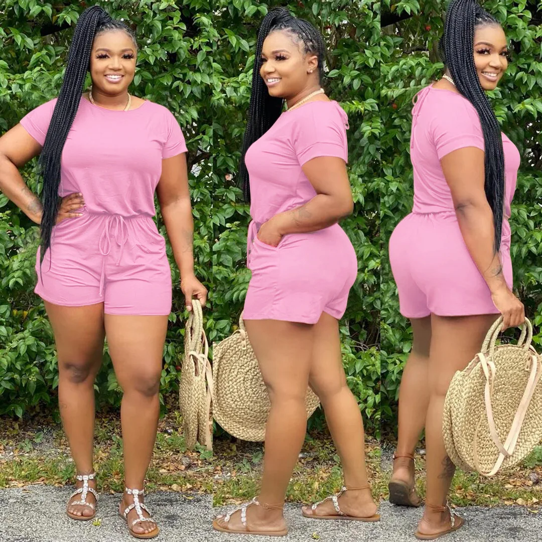 

Newest design pink jumpsuit romper summer short jumpsuits for women