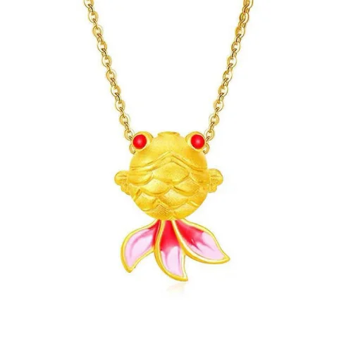 

24K gold 999 charm pendant luck Gold fish designer charms for diy necklace 3D printed Gold pendant