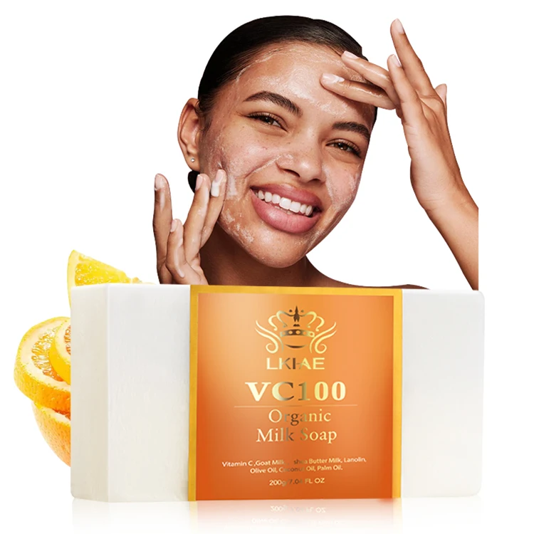 Wholesale High Quality Goat Milk Vitamin C Moisturizing Hydrating Brightening Whitening Bleach Soap for Women
