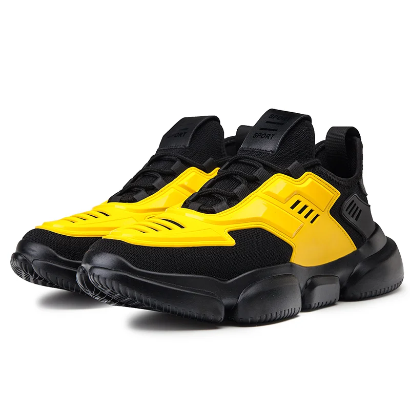 

2020 quanzhou shoesPU Sport Running casual BLACK Yellow trainers shoes men sneakers
