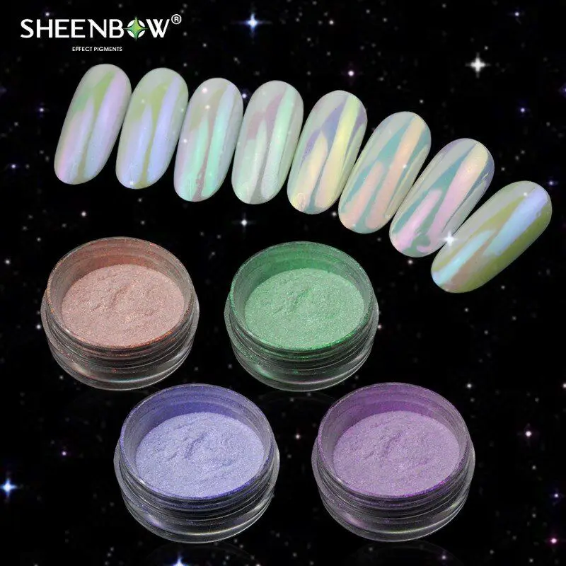 

Sheenbow Nail Powder Fine Rainbow Mirror Laser Effect Multi Chrome Manicure Pigment Glitter Dust for Salon Home Nail Art, 8 colors