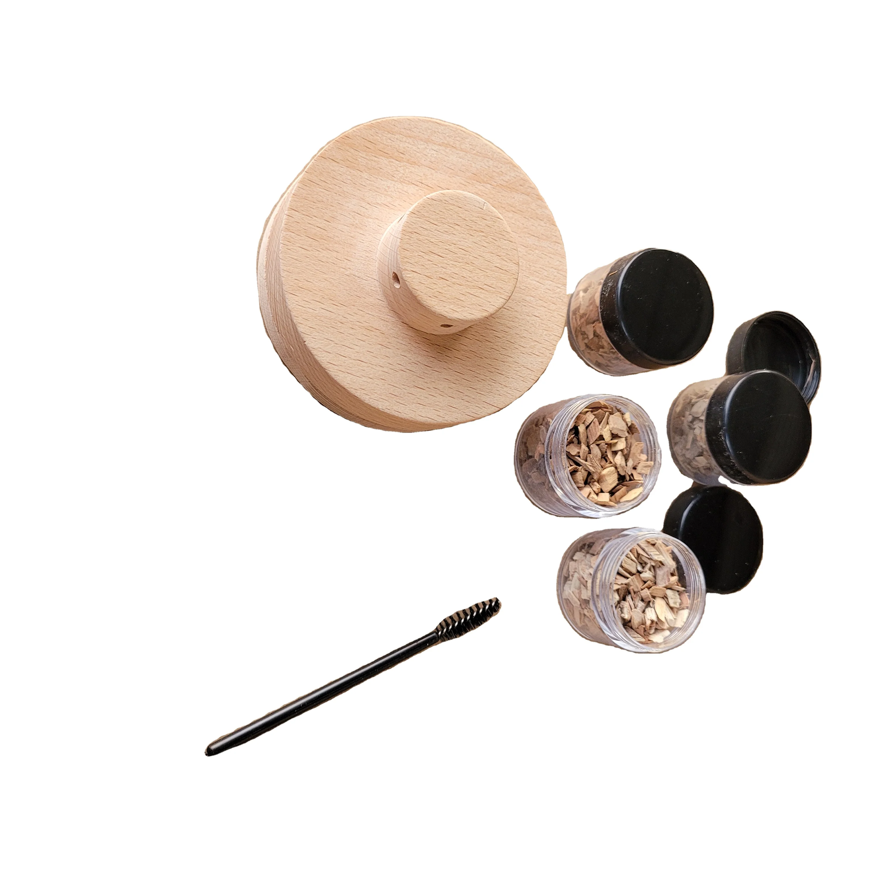 

wholesale custom whiskey wine cocktail smoker kit round wood cocktail smoker with wood chips, Customized