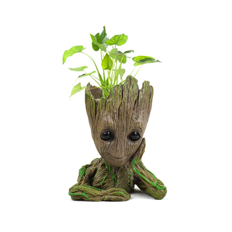 

Multi function mini small tiny plastic plant succulent flower pot galaxy baby groot pens holder desk