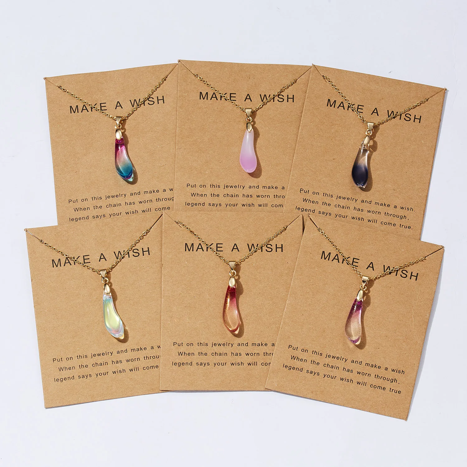 

2022 Card Packing Fashion Trendy Water Drop Shaped Opal Pendant Necklace For Women