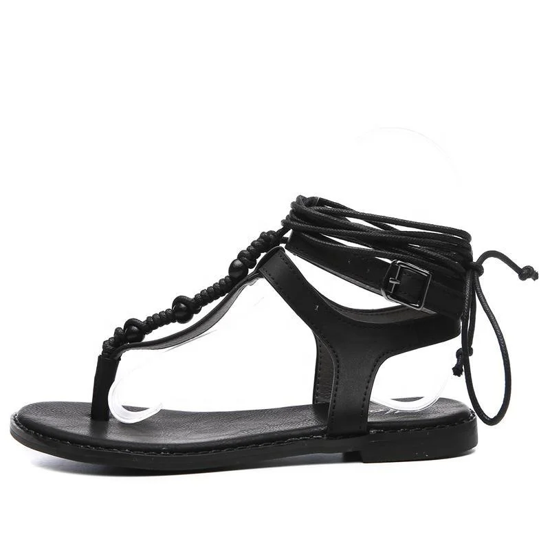 

B24530A Summer ethnic style womens shoes womens bandage Roman sandals women sandals, Black, brown