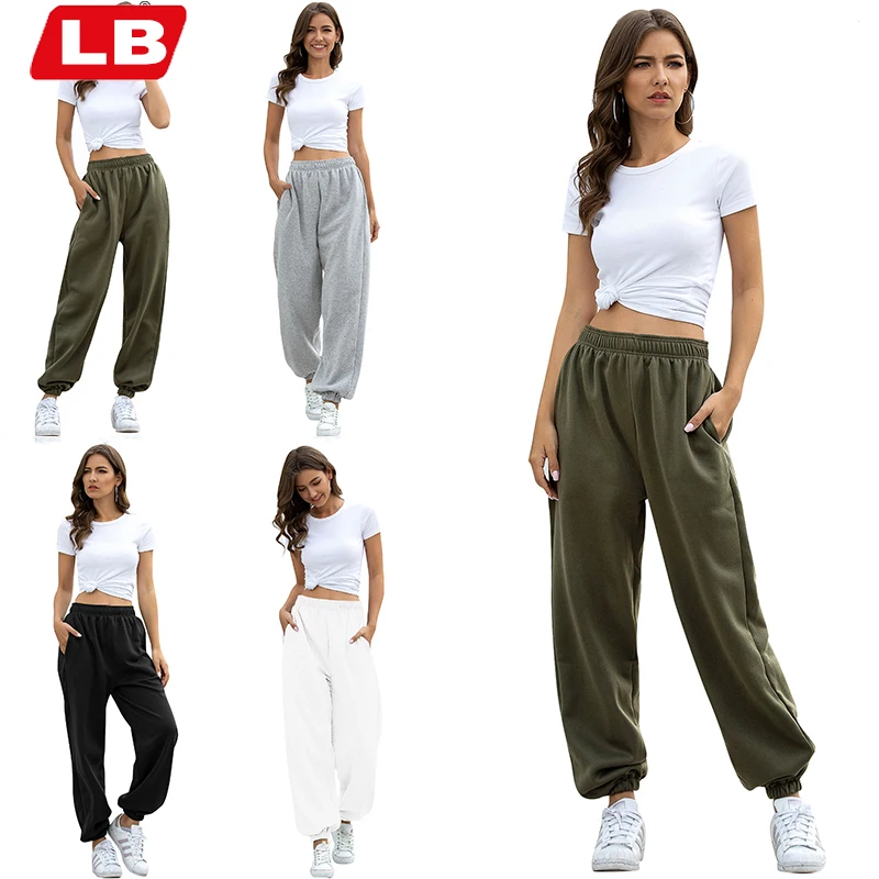 

2021 New Arrivals Women's Winter Clothes Trousers Loose High Waist Skinny Drawstring Split Plus Size Sweat Pants Women's Pants, Picture