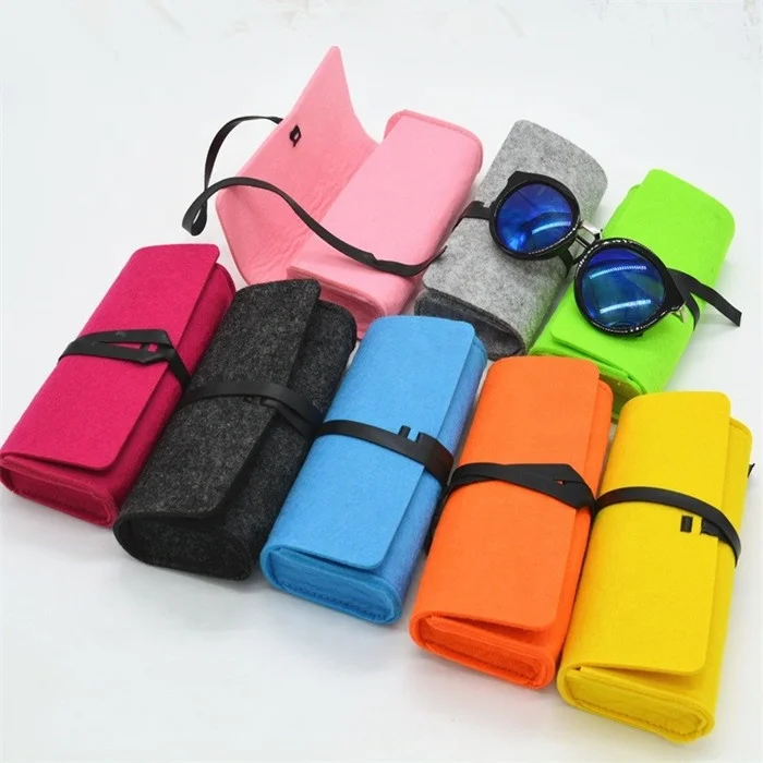 

soft light weight felt eye glasses pouch sunglasses box case, Black;grey;white and other colors