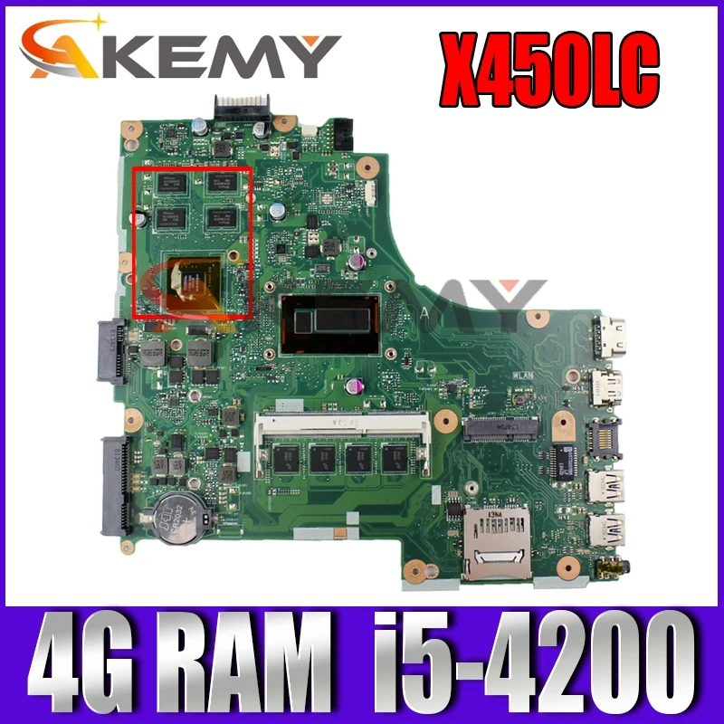 

X450LC MAIN_BD._4G RAM /i5-4200CPU/AS GT720M/2G mainboard For ASUS X450L X450LD X450LC A450L X450LB Laptop motherboard Tested
