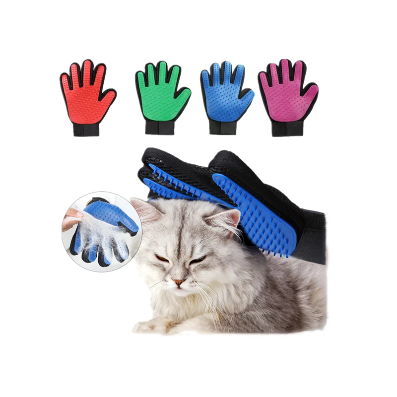 

Hot Sale Grooming Glove for Pet Hair Deshedding Silicone Brush Combs For Cat And Dog Bath Cleaning Massager For Animal, Blue, green, pink, red, purple
