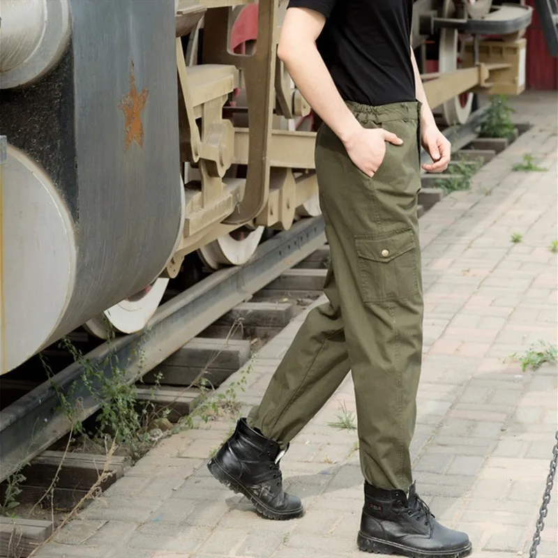 

Free Shipping Army Fan Combat Training Trousers Men's Pure Cotton Straight Loose Overalls Camouflage Tactical Cargo Pants