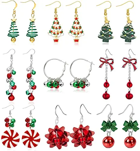 

Fashion Christmas Bowknot Tree Snowflake Pendant Earrings for Women, Colorful